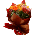 Buquê Áurea com 3 gls lirios/10 alstroemérias/2 girassóis