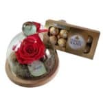 Rosa Preservada na cupula +Chocolate Ferrero 100g